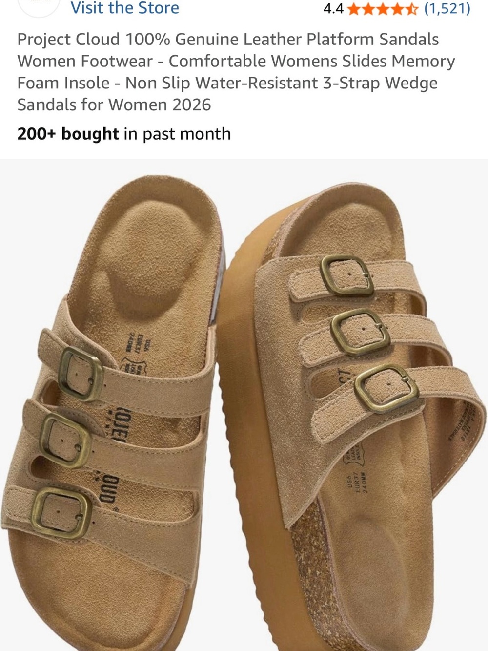 Project Cloud Women's Triple-Strap Platform Sandals — Tan